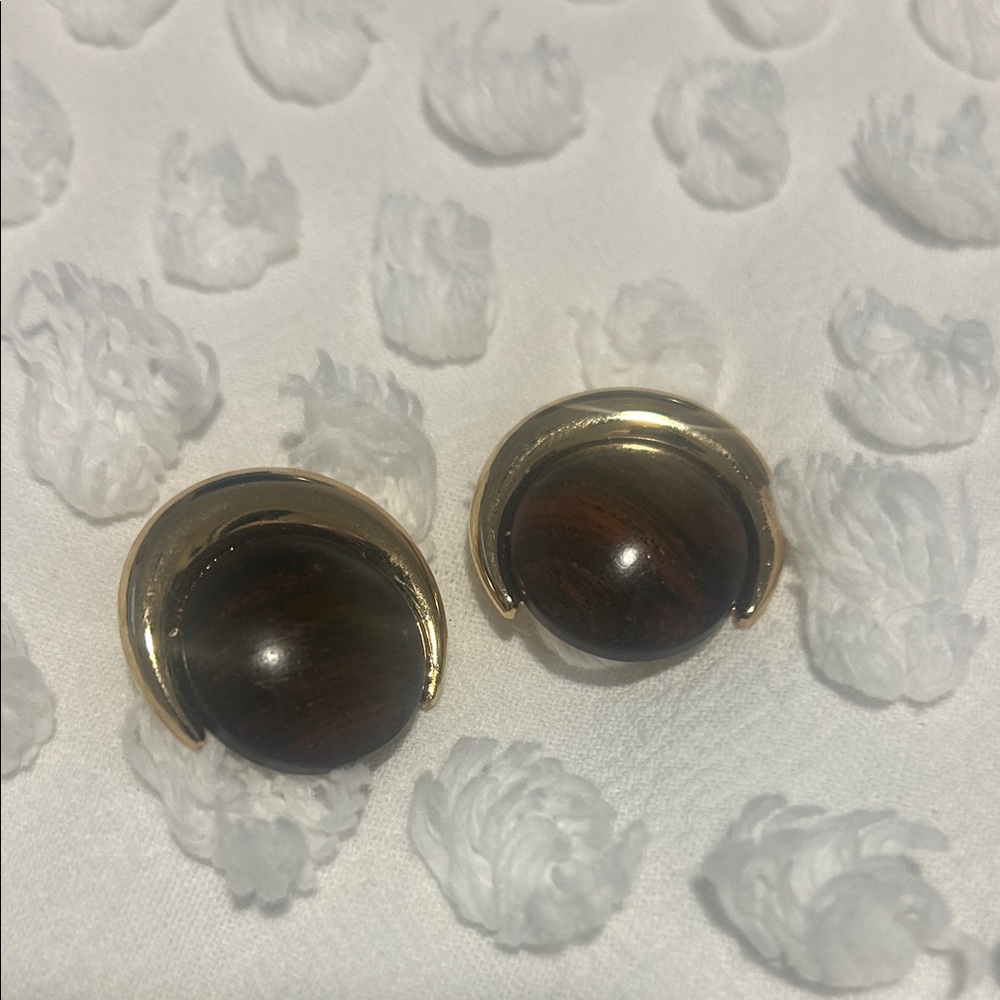 Vtg Christian Dior gold tone and Brown Women's Earrings